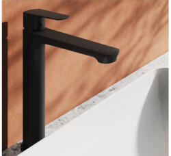 RAVAK Life mosdócsaptelep 280 mm, lefolyó nélkül LF 015.20BLM, matt fekete - csempebolt