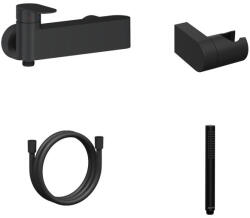 RAVAK Chrome fali zuhanycsaptelep szettel, matt fekete CR II 032.20BL+S - csempebolt