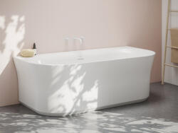 RAVAK Ypsilon Wall 178x86 akrilkád, fehér, szabadonálló, fehér/fekete/króm lefolyó - csempebolt