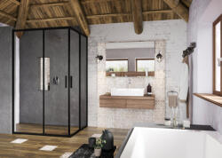 RAVAK Blix Slim BLSRV2K-80 zuhanykabin fekete+transparent (1 oldal) - csempebolt