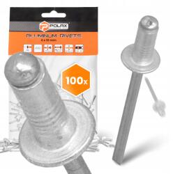 Polax 100x Törhető szegecsek 4x10 mm Alumínium horganyzott Acél Strapabíró szegecs 9T (37-009(X2))
