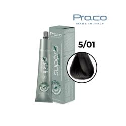 Pro.co Vopsea de par profesionala fara amoniac SUPERB. COLOR 100 ml - Pro. Co - 5/01 CASTANIU DESCHIS CENUSIU (U5/01)