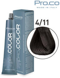 Pro.co Vopsea de par profesionala PRO. COLOR 100 ml - Pro. Co - 4/11 CASTANIU NATURAL CENUSIU INTENS (P4/11)