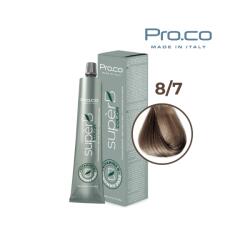 Pro.co Vopsea de par profesionala fara amoniac SUPERB. COLOR 100 ml - Pro. Co - 8/7 BLOND DESCHIS BEJ (U8/7)