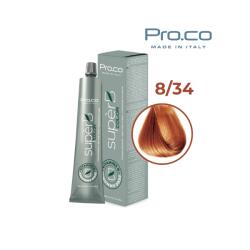Pro.co Vopsea de par profesionala fara amoniac SUPERB. COLOR 100 ml - Pro. Co - 8/34 BLOND DESCHIS ARAMIU ARAMIU (U8/34)
