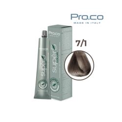 Pro.co Vopsea de par profesionala fara amoniac SUPERB. COLOR 100 ml - Pro. Co - 7/1 BLOND CENUSIU (U7/1)