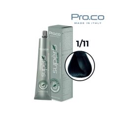 Pro.co Vopsea de par profesionala fara amoniac SUPERB. COLOR 100 ml - Pro. Co - 1/11 NEGRU ALBASTRUI (U1/11)