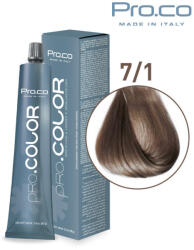 Pro.co Vopsea de par profesionala PRO. COLOR 100 ml - Pro. Co - 7/1 BLOND CENUSIU (P7/1)