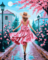Oh Art! Set pictura pe numere, cu sasiu, Plimbare printre trandafiri, 40x50 cm (ANG1080)