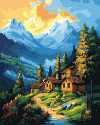 Oh Art! Set pictura pe numere, cu sasiu, Satuc montan, 40x50 cm (ANG994)