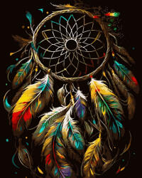 Oh Art! Set pictura pe numere, cu sasiu, Dreamcatcher - canvas negru, 40x50 cm (ANG854)
