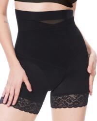 Falorda Lenjerie modelatoare dama cu talie inalta, Falorda, Control abdomen si coapse, Efect push-up fesier, Cu dantela, Fara cusaturi vizibile, Negru, Marime S