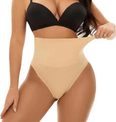 CheChury Chilot modelator invizibil dama CheChury, Talie inalta, Tanga modelatoare, Control abdomen, Fara cusaturi, Bej, Marimea L