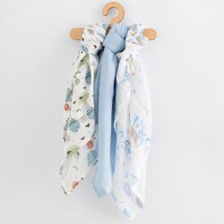 New Baby Scutece din bumbac cu imprimeu New Baby 70x80 cm 3 buc BOY