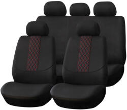 AMiO univerzális autóülés huzat szett fekete - piros steppelt varrással (04603)