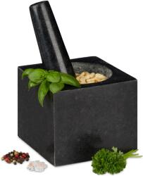 Relaxdays Mortar și pistil pătrat din granit Relaxdays (10047642)