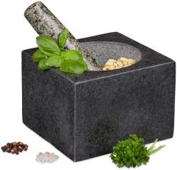 Relaxdays Mortar și pistil pătrat Relaxdays din granit (10047694)