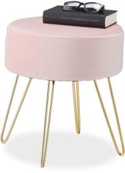 Relaxdays Scaun Relaxdays din catifea cu picioare metalice roz (10048130)