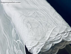 fuggonyoutlet Méteráru, Vitrázs Függöny, Voile, Leveles fehér , 60 cm