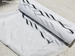fuggonyoutlet Méteráru, Azra, Voile, fehèr alapon fekete, 280 cm