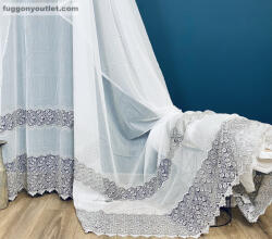 fuggonyoutlet Méterárú, Csipkés Függöny, Sable Anyag Ekru, szürke Csipke 175 cm Magas (Kétsoros Csipkes)