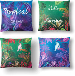 fuggonyoutlet Velvet bársony, Tropical mintás párnahuzat, 45x45, 4 db/csomag