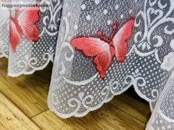 fuggonyoutlet Pillangó, fehér alapon piros, 400x155 cm