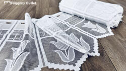 fuggonyoutlet Méteráru, Vitrázs Függöny, Zsakar, tulipán fehér, 30 cm