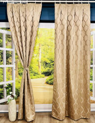 fuggonyoutlet Sötétítő, Rombuszminta, Mogyoró, 145x250 cm, 2db-os csomag