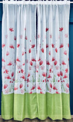 fuggonyoutlet Voile, virágos zöld piros, 145x250 cm