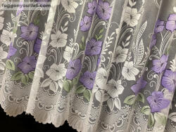 fuggonyoutlet Pipacsvirág, fehér alapon lila, 300x155 cm