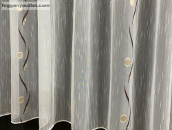 fuggonyoutlet Voile, Roshan, fehér alapon barna, 300x260 cm