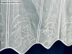 fuggonyoutlet Méteráru, Vitrázs Függöny, Voile zöld Leveles fehér, 60 cm