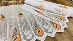 fuggonyoutlet Méteráru, Vitrázs Függöny, Zsakar, Coffee, fehér alapon Orange barna , 90 cm