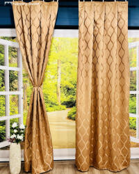 fuggonyoutlet Sötétítő, Rombuszminta, Terra, 145x180 cm, 2db-os csomag