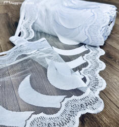 fuggonyoutlet Méteráru, Vitrázs Függöny, Zsakar, hullám, fehér, 38 cm