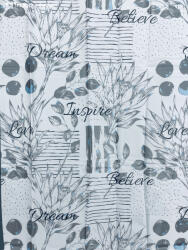 LE ROYAL Zuhanyfüggöny, betüs, Fehér alapon, Fekete Szürke180x180 cm