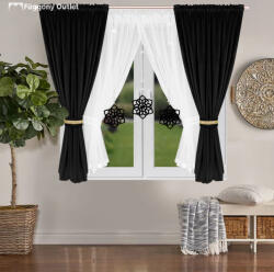 fuggonyoutlet Decor, Szett, fehér voile 400x155 cm, fekete dekor 2db 140x160