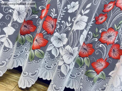 fuggonyoutlet Pipacsvirág, fehér alapon piros, 300x250 cm