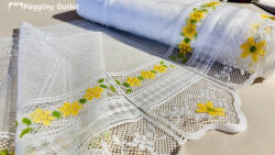 fuggonyoutlet Méteráru, Vitrázs Függöny, Zsakar, sárga virág, 60 cm