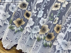 fuggonyoutlet Pipacsvirág, fehér alapon barna, 500x175 cm