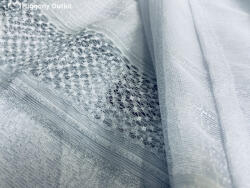 fuggonyoutlet Hálós csíkos , fehér alap, Ezüst soros, 300x155 cm