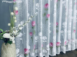 fuggonyoutlet Rózsaszál, fehér alapon Rózsaszín, 300x175 cm