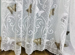 fuggonyoutlet Méteráru, Vitrázs Függöny, Zsakar, Pillangós fehér alapon barna, 120 cm