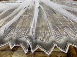 fuggonyoutlet Zápor, fehér alapon szürke, 300x165 cm