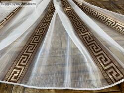 fuggonyoutlet Voile, Görög minta, fehér alapon barna, 500x260 cm