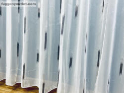 fuggonyoutlet Voile, Parketta, fehér alapon fekete, 300x260 cm
