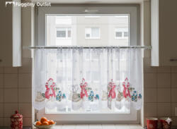 fuggonyoutlet Méteráru, Vitrázs Függöny, Mikulás Karácsonyi fehér alapon piros, 60 cm