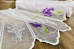 fuggonyoutlet Méteráru, Vitrázs Függöny, Zsakar, Levendula fehér alapon lila, 45 cm