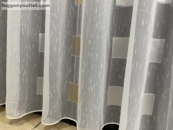 fuggonyoutlet Voile, Kocka, fehér alapon arany ezüst, 300x260 cm